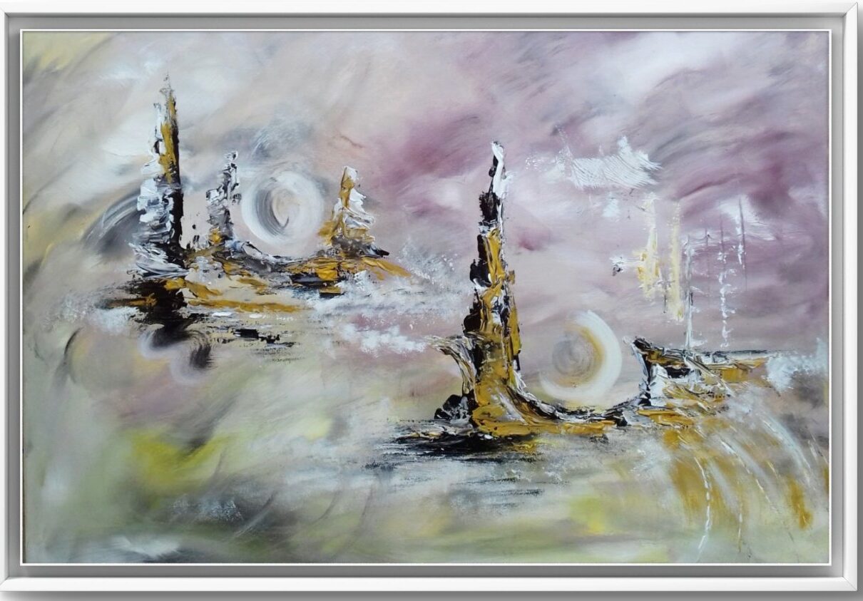 zemlja-snova-umetnicka-slika-prodaja-slika-apstrakcija-art-berza Oplemenite svoj prostor delom koje ne služi samo kao ukras, već kao stalni podsetnik na snagu ljudske volje. Originalno delo „Zemlja snova“ spada u unikatne umetničke slike koje nose duboku filozofsku i motivacionu poruku. Rađena bogatom teksturom i pažljivo odabranim tonovima, ova apstraktna slika predstavlja vizuelni portal u svet gde granice ne postoje. Apstraktni pravac ove slike pretvara prostor u moderan enterijer.