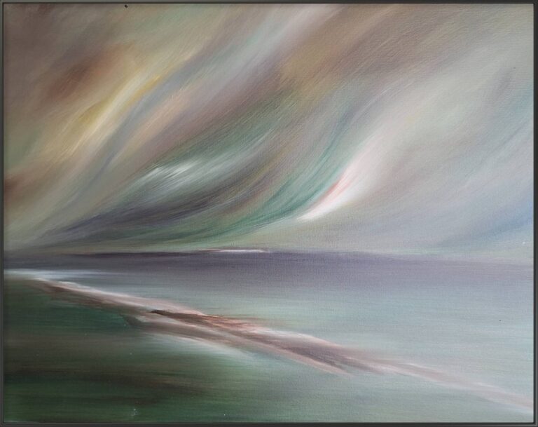 Abstract marine horizon painting Agate Sky showcasing a new dawn.