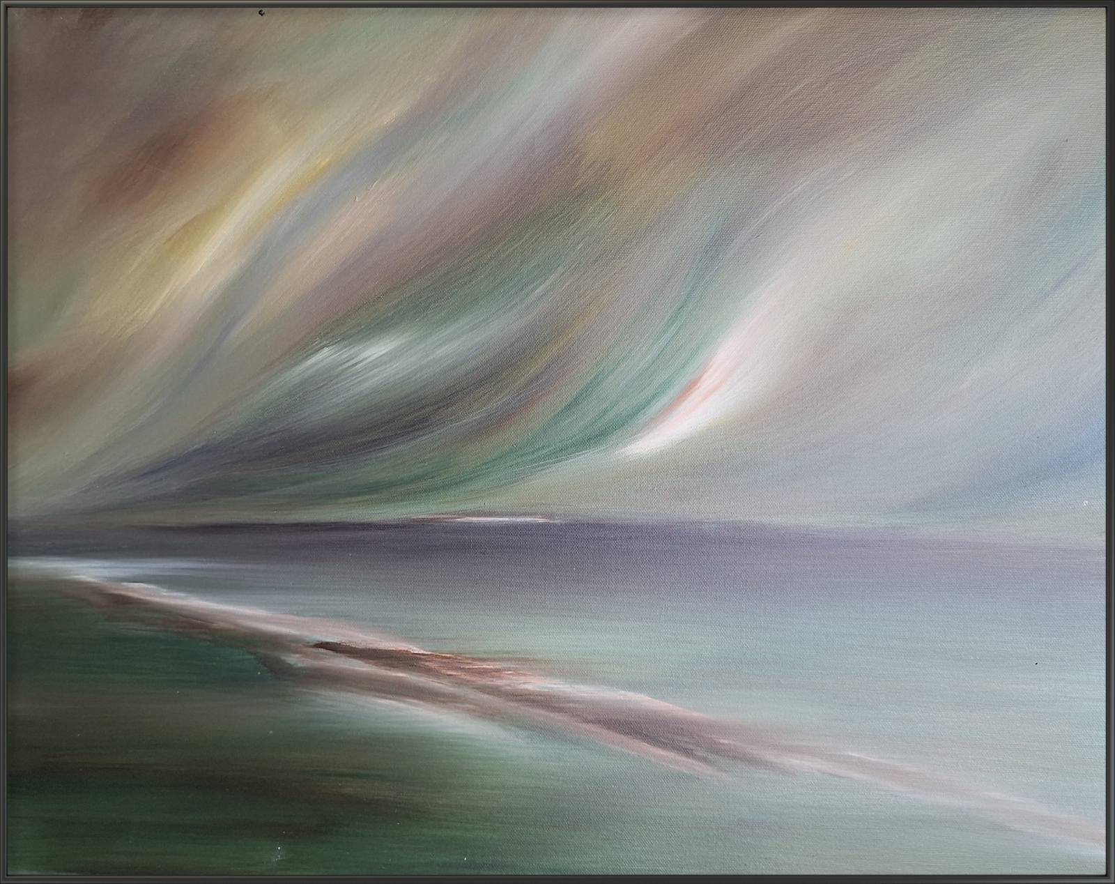 Abstract marine horizon painting Agate Sky showcasing a new dawn.