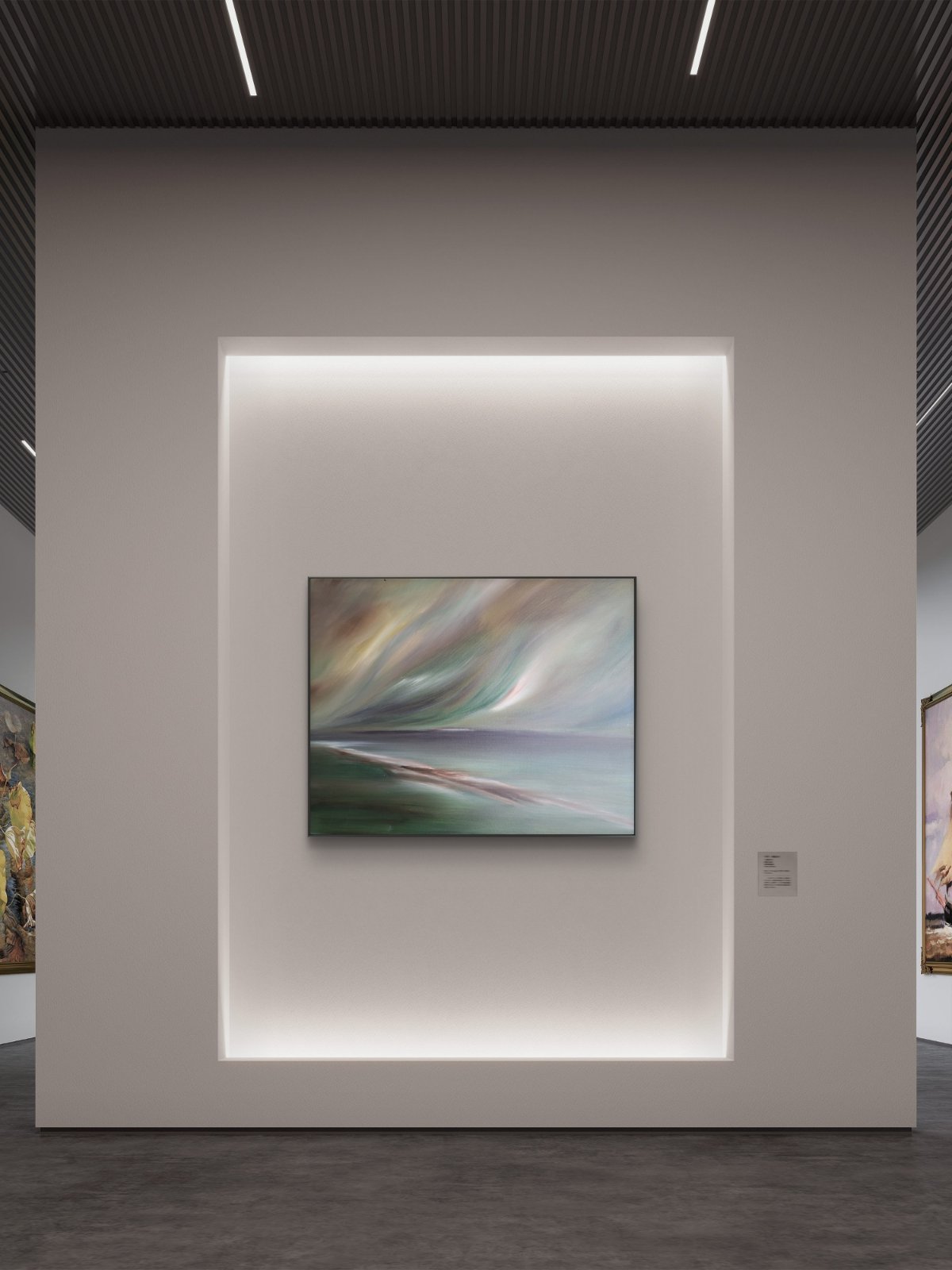 Acrylic painting Agate Sky showcased in a contemporary art gallery.
