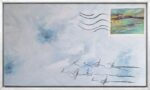 Conceptual acrylic painting Message from the Past, minimalist art style.