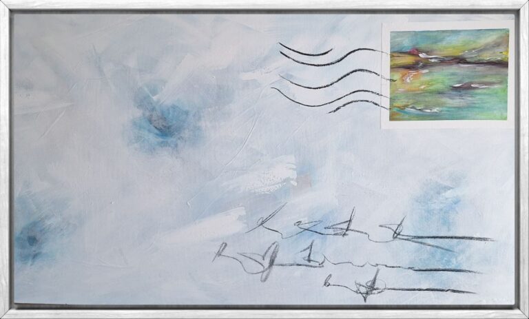 Conceptual acrylic painting Message from the Past, minimalist art style.