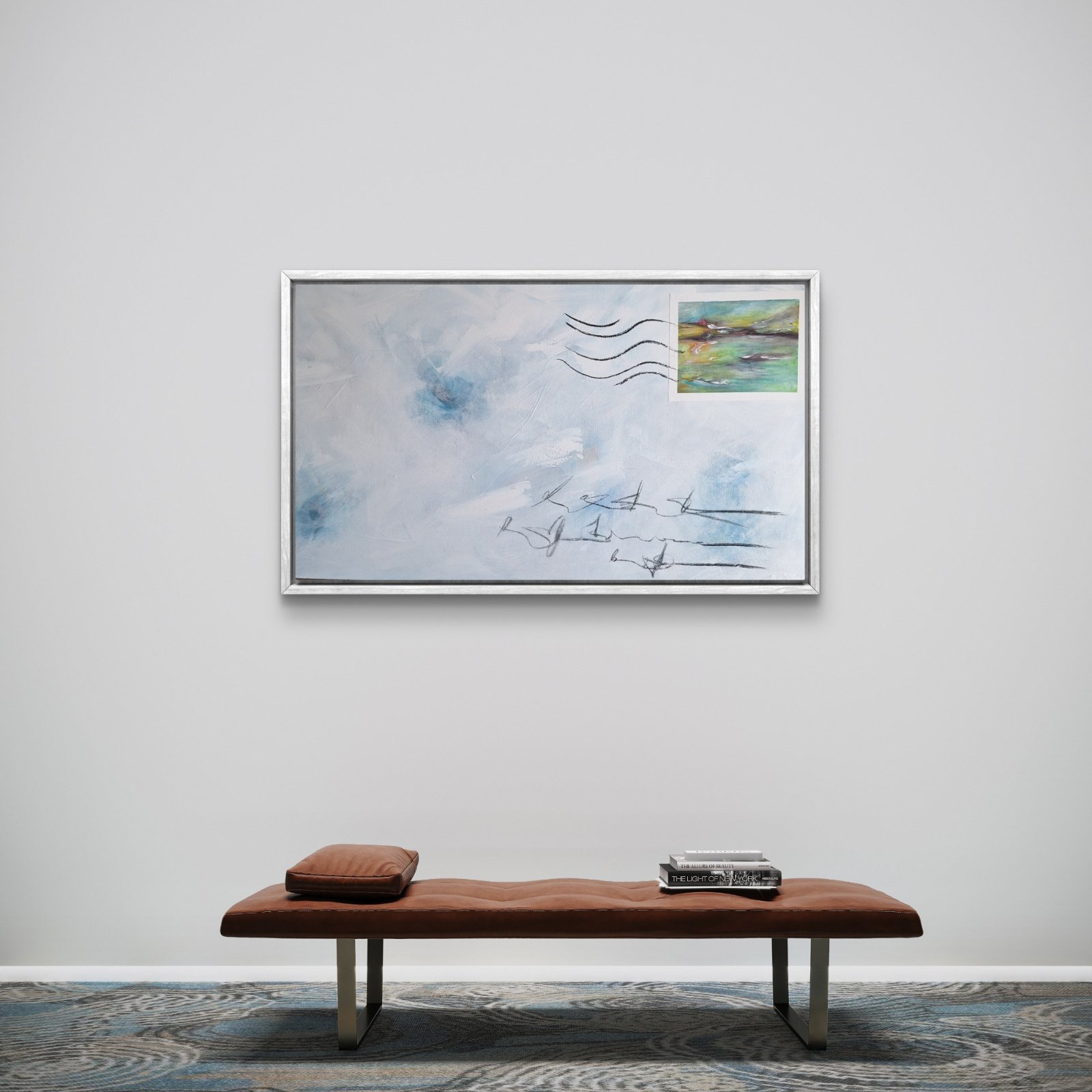 The painting Message from the Past showcased in a modern residential interior.