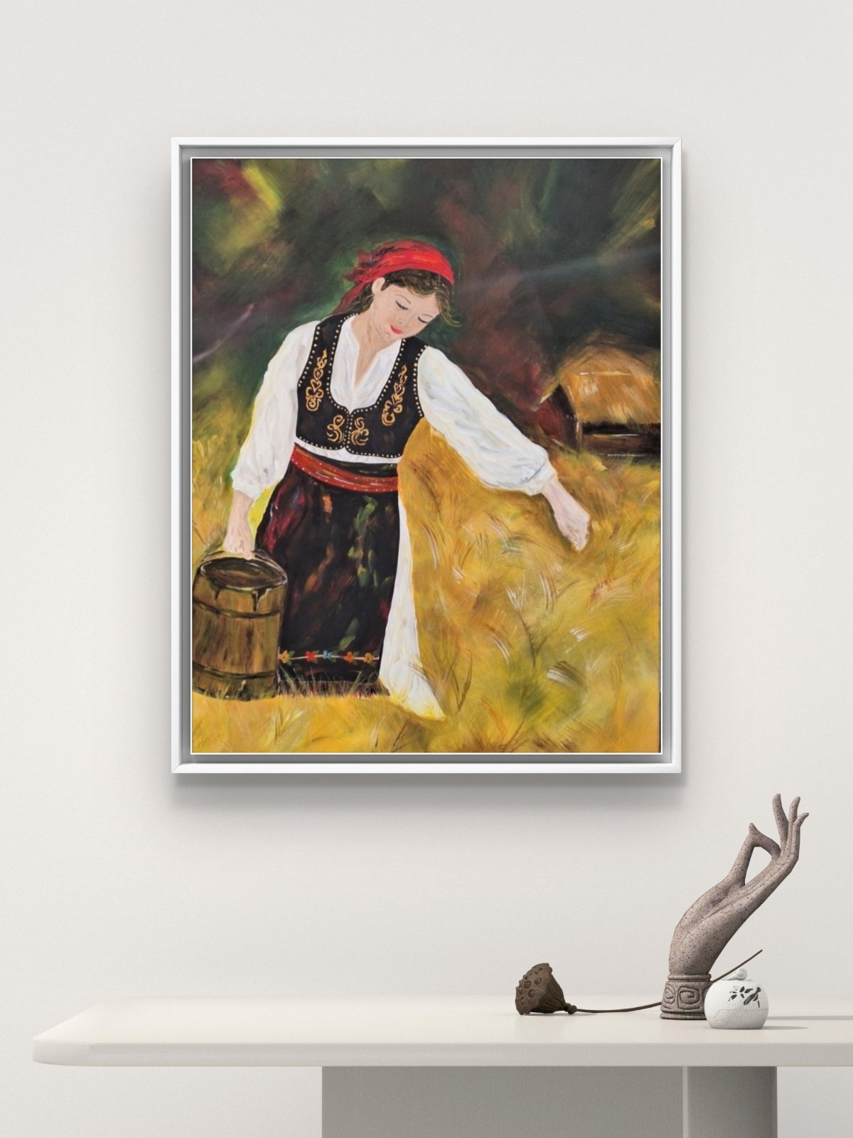 Šumadinka 2 prikaz slike u stambenom prostoru neutralnih boja.
